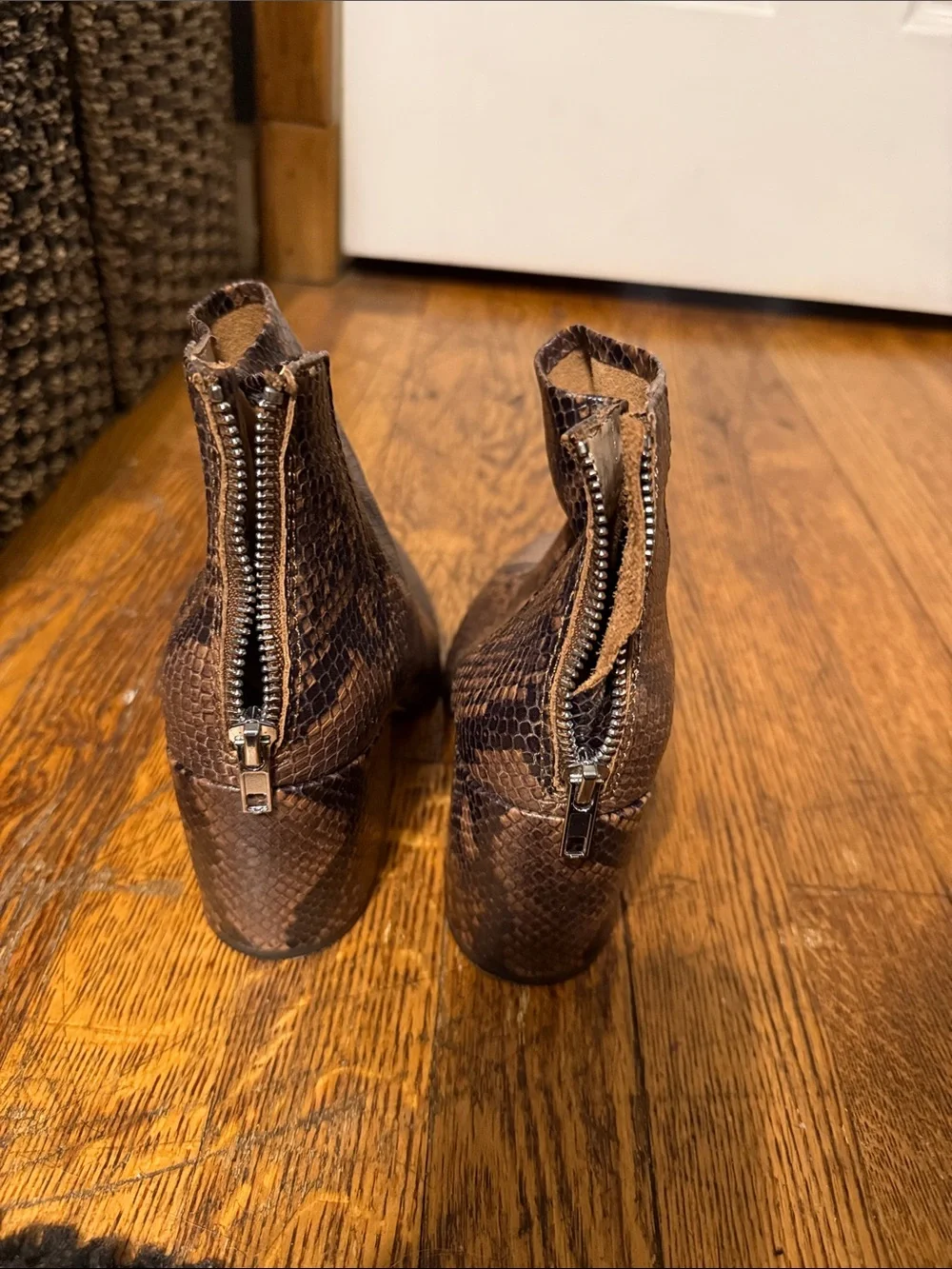Steve Madden Brown Snake-Print Pointed Ankle Boots